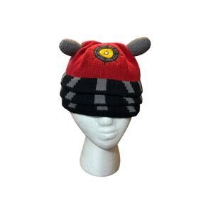 2009 Elope BBC Dr Who Red Dalek Red Knit Beanie Hat Unisex Adults